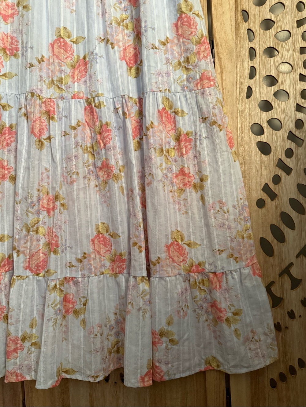 Rewind Floral Smocked Tiered Maxi Dress Cottagecore Boho Prairie XL - Picture 4 of 8